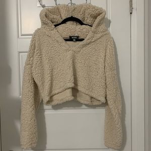 Missguided cropped teddy hoodie